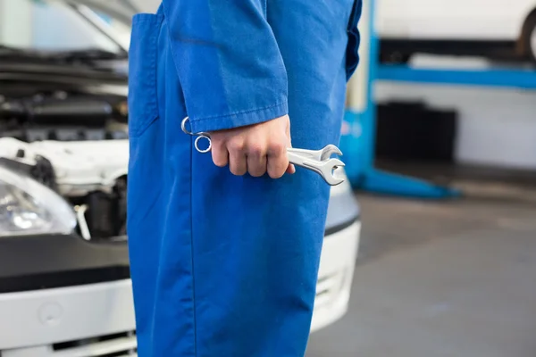 Mechanic with wrench in hand — Stock Photo, Image