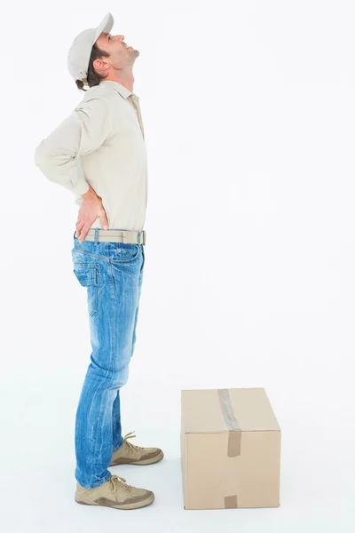 Delivery man suffering from back pain — Stock Photo, Image