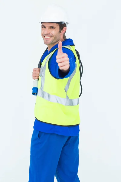 Uomo felice mostrando pollici in su — Foto Stock