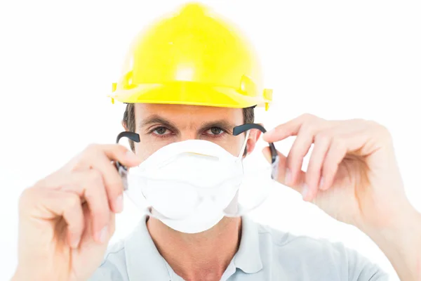 Worker wearing protective glasses — Stock Photo, Image