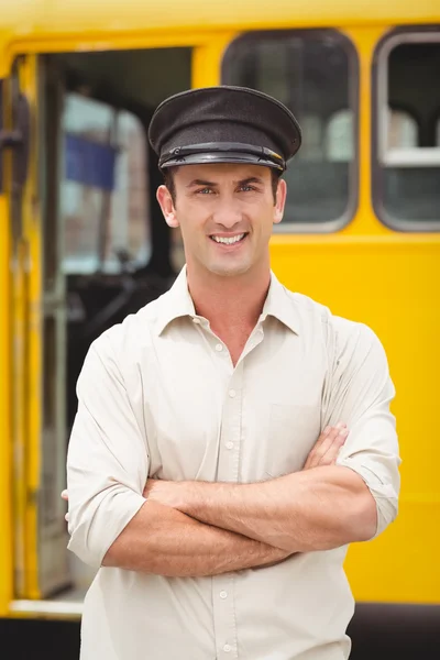 Smiling bus driver looking at camera — Stock Photo, Image