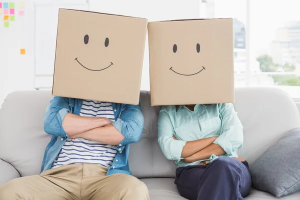 Coworkers with smiling face on couch — Stock Photo, Image