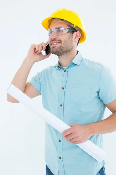Cep telefonu üzerinde konuşurken erkek mimar — Stok fotoğraf
