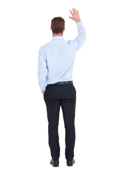 Visão traseira do empresário na camisa acenando — Fotografia de Stock