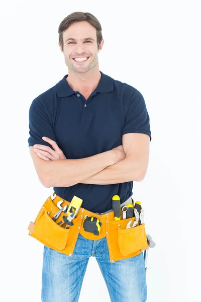 Man with tool belt around waist — Stock Photo, Image