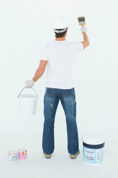 Man using paintbrush — Stock Photo, Image