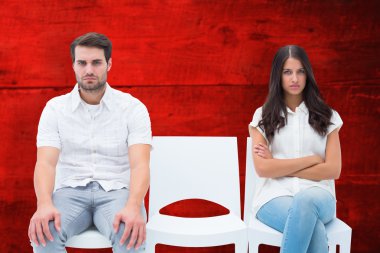 Angry couple not talking after argument clipart