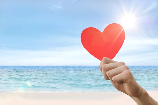 Herz gegen Strand-Szene — Stockfoto