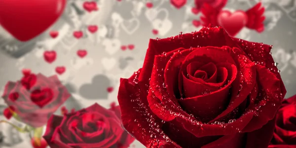 Rose contre l'amour motif coeur — Photo
