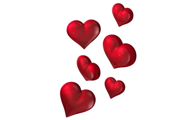 Red hearts on white — Stock Photo, Image