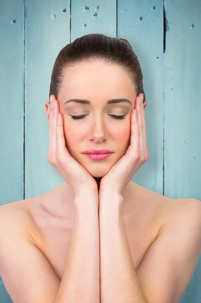 Beautiful brunette with eyes closed — Stock Photo, Image