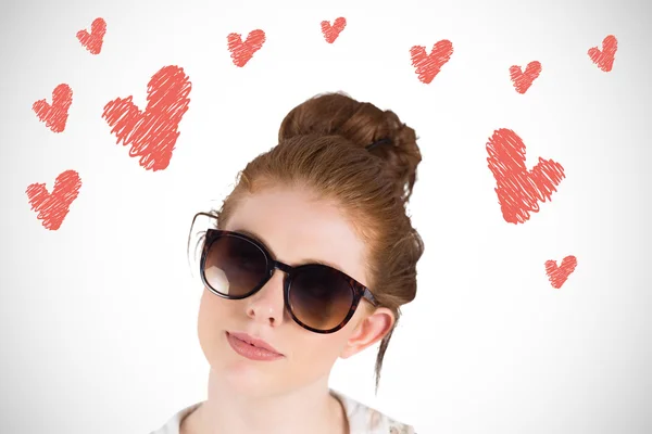 Redhead wearing large sunglasses — Stock Photo, Image