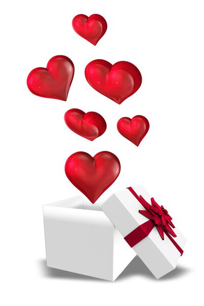 Corazones volando de la caja — Foto de Stock
