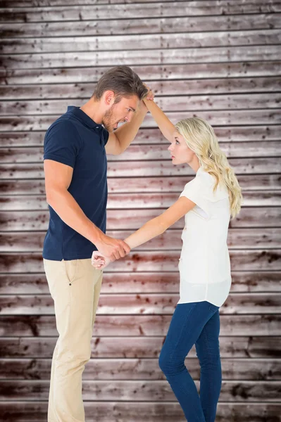 Angry man overpowering his girlfriend — Stock Photo, Image