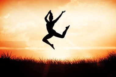 Woman jumping and posing clipart