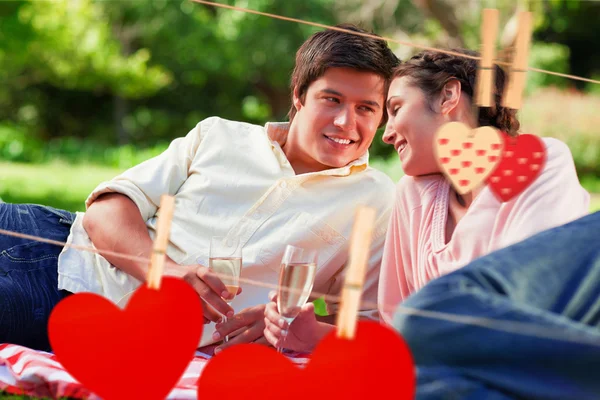 Man ser på sin vän under en picknick — Stockfoto