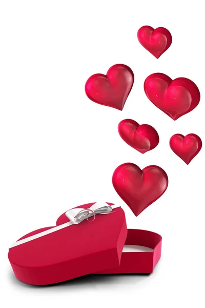 Hearts flying from box — Stock Photo, Image