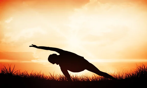 Woman practicing yoga — Stock Photo, Image