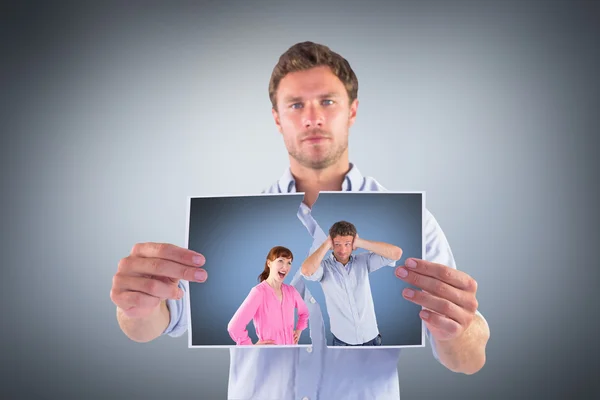 Woman arguing with ignoring man — Stock Photo, Image