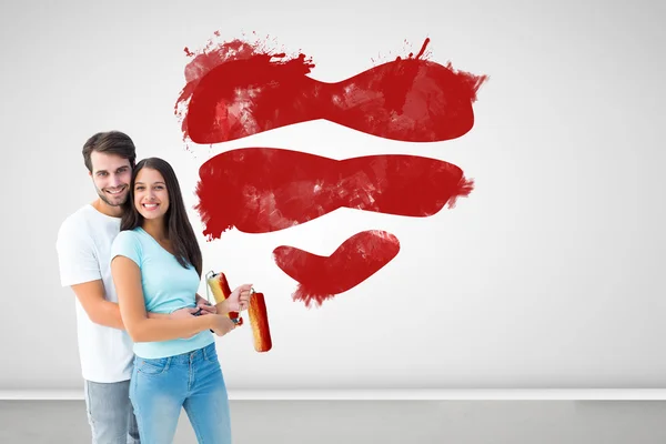 Couple painting heart together — Stock Photo, Image