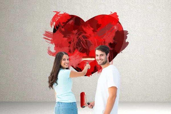 Pareja pintura corazón juntos —  Fotos de Stock