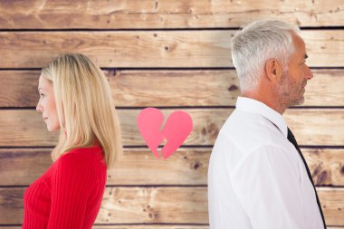 Couple not talking with broken heart clipart