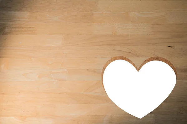 Heart cut out in wood — Stock Photo, Image