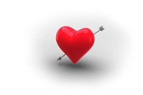Červené srdce s šipkou — Stock fotografie