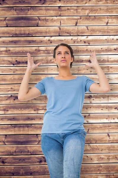 Annoyed brunette gesturing — Stock Photo, Image