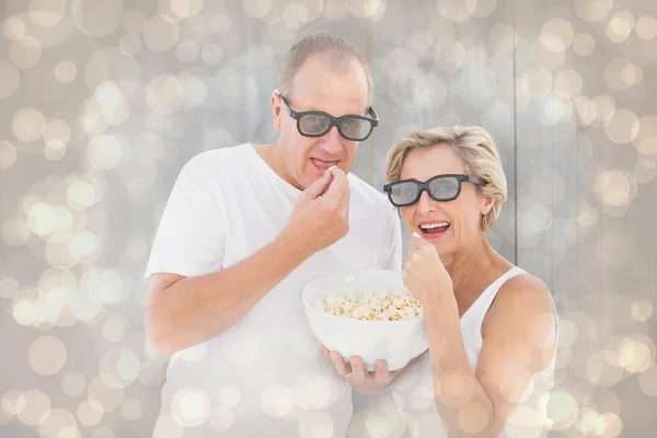 Mature couple wearing 3d glasses — Stock Photo, Image