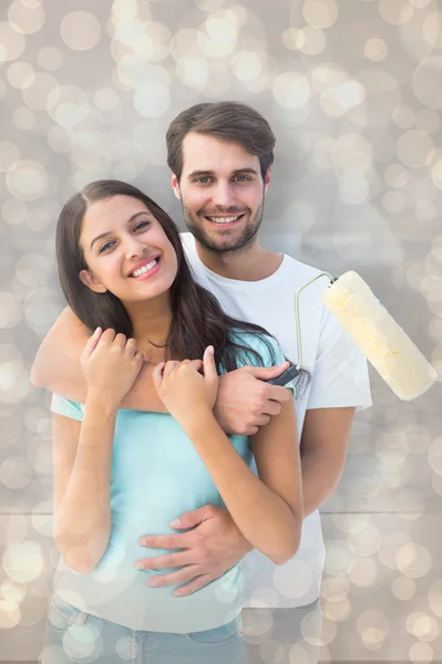 Mutlu genç çift boyama birlikte — Stok fotoğraf