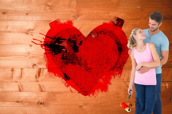 Couple painting with roller — Stock Photo, Image