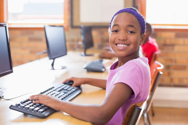 Cute pupils in computer class — Stock Photo, Image