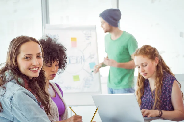 Fashion student giving a presentation — Stock Photo, Image