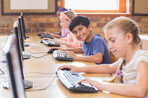 Cute pupils in computer class — Stock Photo, Image