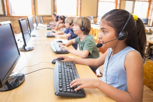 Cute pupils in computer class — Stock Photo, Image