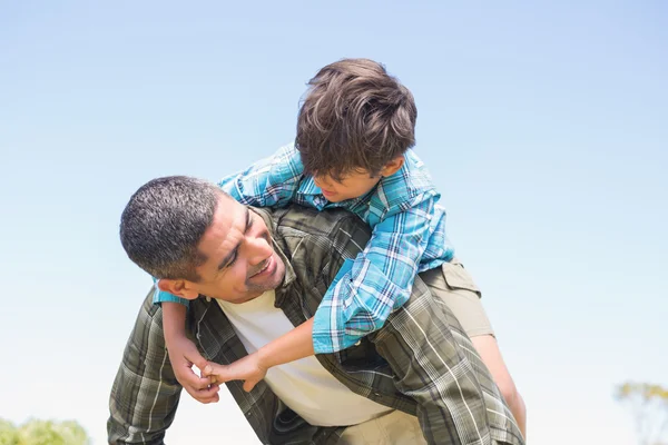 Pai e filho no campo — Fotografia de Stock