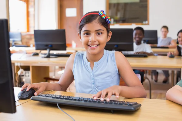 Cute pupils in computer class — Stock Photo, Image