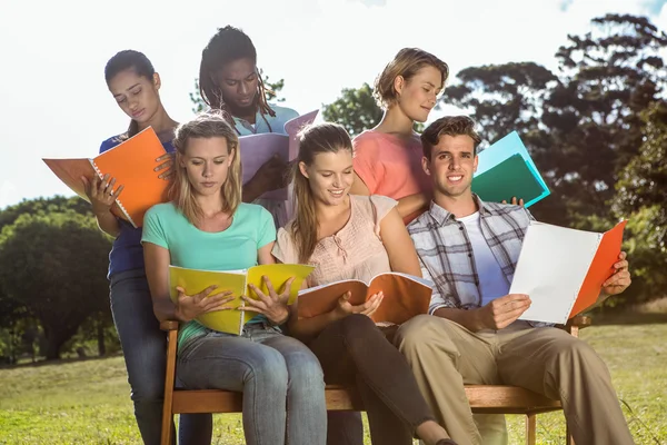 Studenten die studeren buiten op de campus — Stockfoto