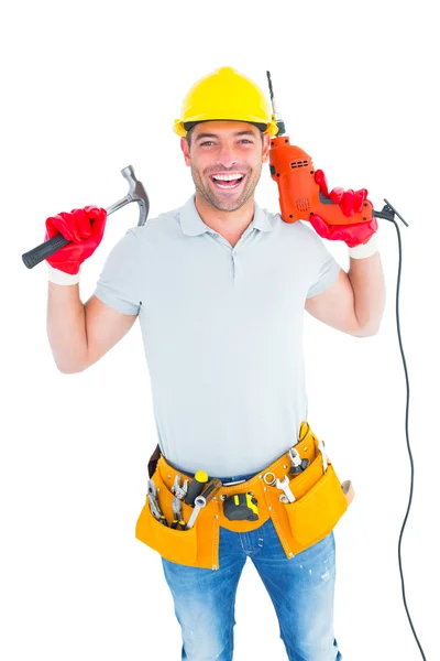 Handyman holding tools — Stock Photo, Image