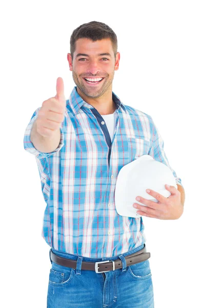 Manual worker gesturing thumbs up — Stock Photo, Image