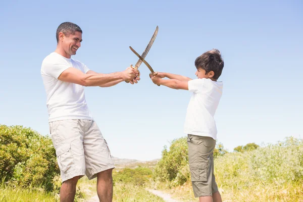 Father and son in the countryside — Stock Photo, Image