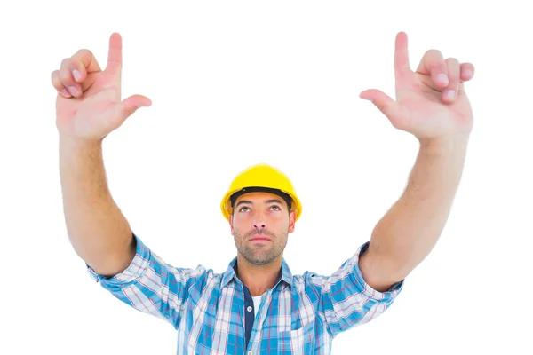 Manual worker forming hand frame — Stock Photo, Image