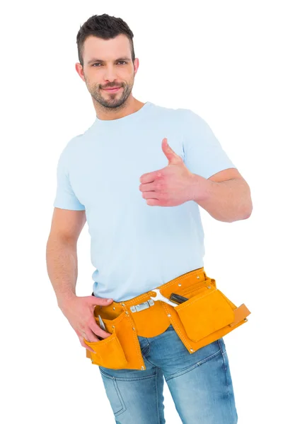 Wearing tool belt with thumbs up — Stock Photo, Image