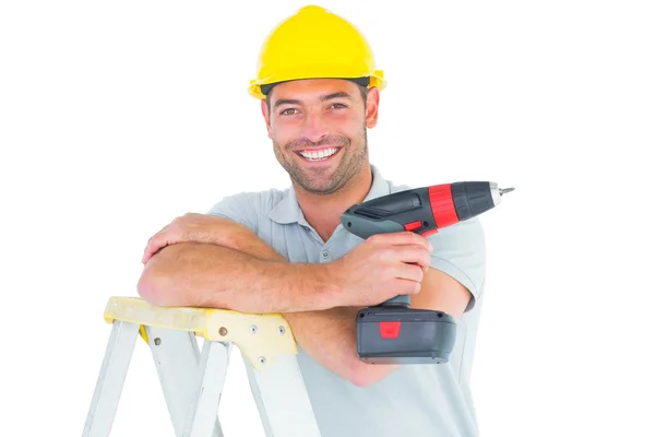 Male technician holding power drill — Stock Photo, Image