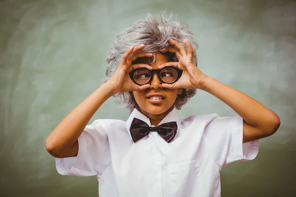 Kleine jongen verkleed als senior docent — Stockfoto