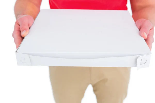 Delivery man giving pizza boxes — Stock Photo, Image