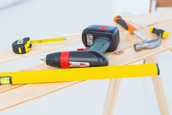 Construction tools on workbench — Stock Photo, Image