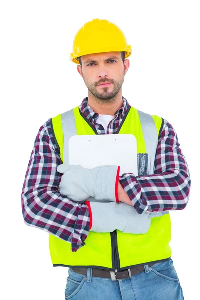 Handyman holding clipboard — Stock Photo, Image