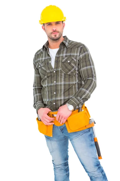 Handyman bär verktyget bälte — Stockfoto